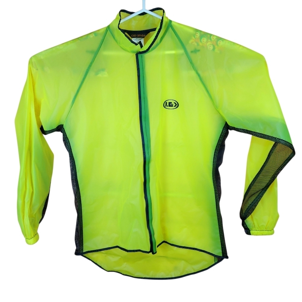 🍄3/50$🍄 LG Neon Green Imper Cycling Jacket Waterproof PVC Coat Size M